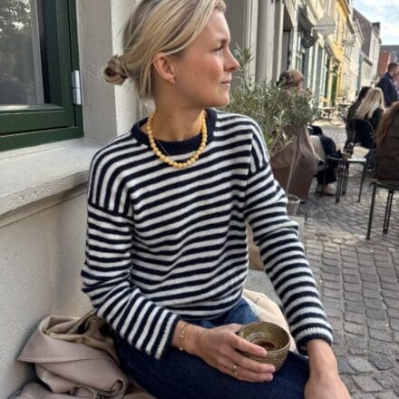 PetiteKnit Oga Blouse wzór na druty sweter z kaszmiru w paski